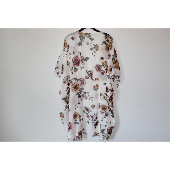 Maurices Sheer Metallic Floral Open Front Cardigan Kimono Plus Size 2X/3X H14770 - Picture 6 of 7